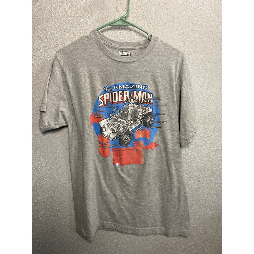 Marvel The Amazing Spider-Man Spider-Mobile Graphic T-Shirt Mens Gray Tee